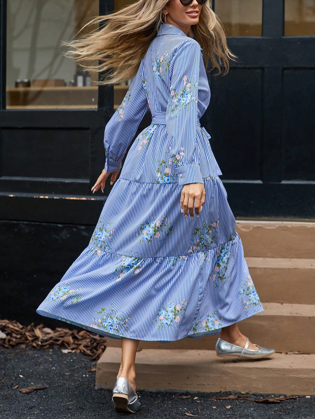 Effortlessly transition into autumn style with our Fall Florals: Striped Long Sleeve Dress. Featuring a playful striped pattern and long sleeves, this dress is perfect for any occasion. Embrace the season's trendiest florals while staying comfortable and stylish.