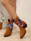 Patchwork Cowgirl Chic: Women's European & American Printed Ankle Boots