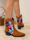 Patchwork Cowgirl Chic: Women's European & American Printed Ankle Boots