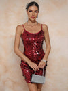 Sparkling Summer Elegance: Backless Sequin Spaghetti Strap Dress