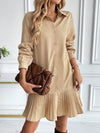 Effortless Elegance: Casual Button-Up Shirt Dress with Foldable Collar