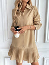 Effortless Elegance: Casual Button-Up Shirt Dress with Foldable Collar