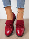 Chic Bow Tie High-Heel Casual Loafers - Stylish Thick Sole Leather Boots for Effortless Elegance