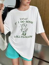 Chic & Comfy: Cartoon Slogan Dropped Shoulder T-Shirt for Summer