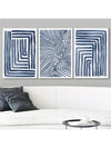 Elegant Navy Blue Stripe Canvas Art Set – Modern Décor for Bedroom, Living Room, and Hallway