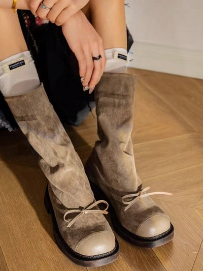 Vintage Chic: Women's Knee-High Chunky Heel Western Boots