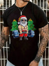 Festive Fun: Men's Christmas Cartoon Football Santa Graphic T-Shirt