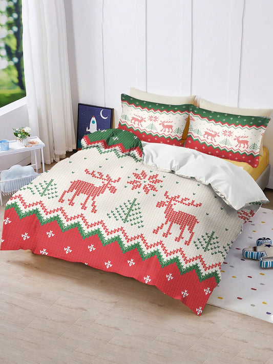 Festive Seasonal Cheer: Christmas-Themed Printed Bedding Set for Your Bedroom