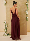 Elegant Plunge Neck Tulle Maxi Dress with Dual Slits – Haute Couture Style