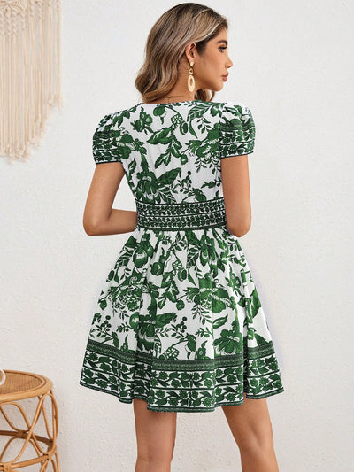 Chic Floral Crisscross V-Neck Dress for Effortless Vacation Style