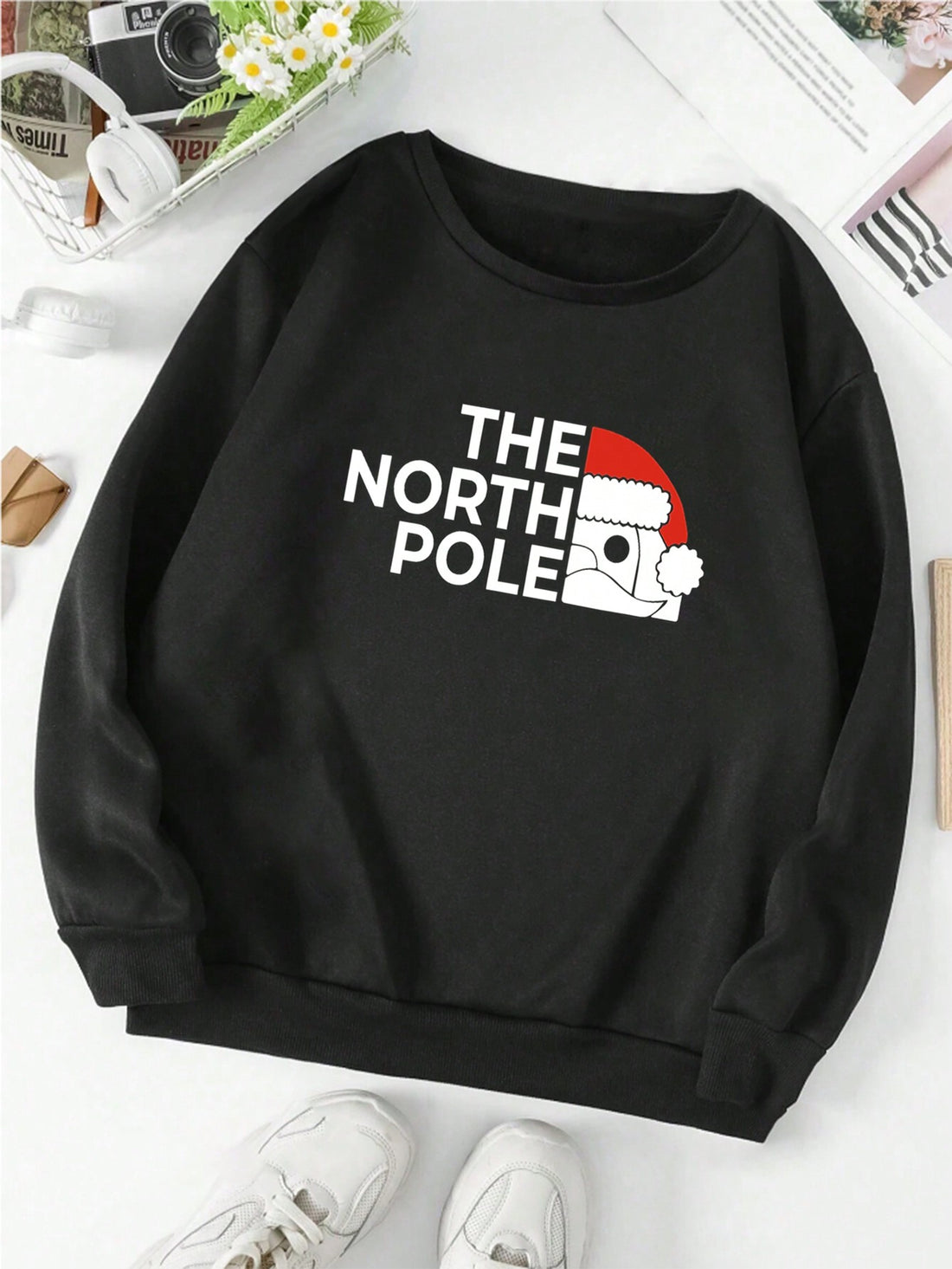 Indulge in "Cozy Cartoon Vibes" with this Women's Letter Print Crew Neck Sweatshirt. Made with soft and comfortable fabric, this sweatshirt features a cute cartoon graphic and a classic crew neck design. Perfect for lounging, running errands, or adding a touch of fun to your outfit.