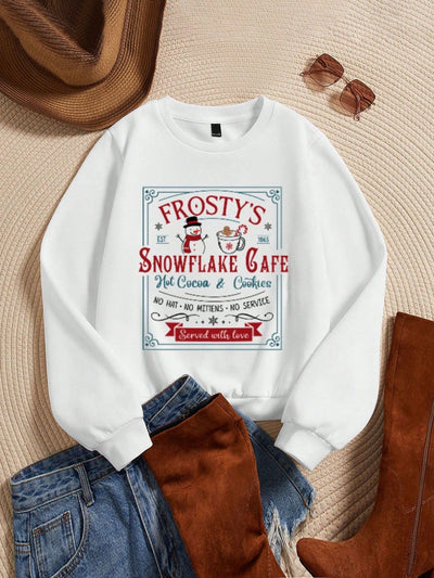 Vintage Christmas Joy: Loose Fit Long Sleeve Sweatshirt for Autumn & Winter