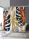 Elegant Botanical Leaf Print Shower Curtain - Mildew Resistant & Waterproof with Hooks