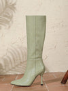 Mint Green Stone Pattern Knee High Boots: Versatile and Sexy