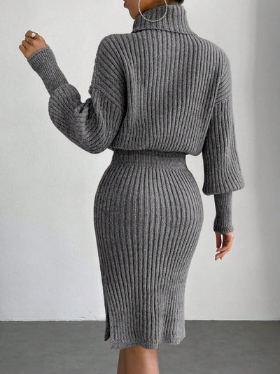 Chic Elegance: Solid Color Turtleneck Slim-Fit Sweater Dress for Autumn & Winter