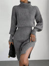 Chic Elegance: Solid Color Turtleneck Slim-Fit Sweater Dress for Autumn & Winter