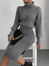 Chic Elegance: Solid Color Turtleneck Slim-Fit Sweater Dress for Autumn & Winter