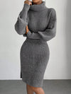 Chic Elegance: Solid Color Turtleneck Slim-Fit Sweater Dress for Autumn & Winter