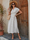 Elegant Button-Down Short Sleeve Maxi Dress: The Perfect Summer Beauty