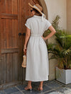 Elegant Button-Down Short Sleeve Maxi Dress: The Perfect Summer Beauty