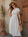 Elegant Button-Down Short Sleeve Maxi Dress: The Perfect Summer Beauty