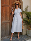 Elegant Button-Down Short Sleeve Maxi Dress: The Perfect Summer Beauty