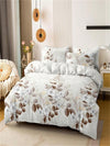 Cozy Leaves Printed 3-Piece Brushed Polyester Bedding Set - Duvet Cover & Pillow Cases