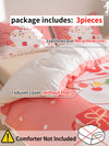 Festive Christmas Polyester Printed Duvet Cover Set - 3 Piece Bundle