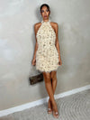 Glittering Allure: Women's Sparkly Backless Sequin Mini Dress for Effortless Elegance