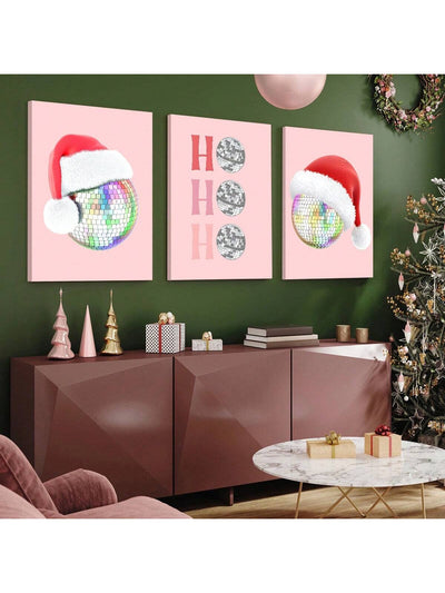 Groovy Holiday Vibes: 3-Piece Ho Ho Ho Christmas Printable Disco Ball Poster Set