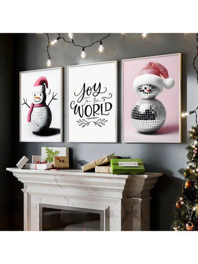 Groovy Holiday Vibes: 3-Piece Ho Ho Ho Christmas Printable Disco Ball Poster Set