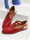 Ruby Red Square Toe Mary Jane Flats: A Trendy Twist on Timeless Style