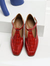 Ruby Red Square Toe Mary Jane Flats: A Trendy Twist on Timeless Style