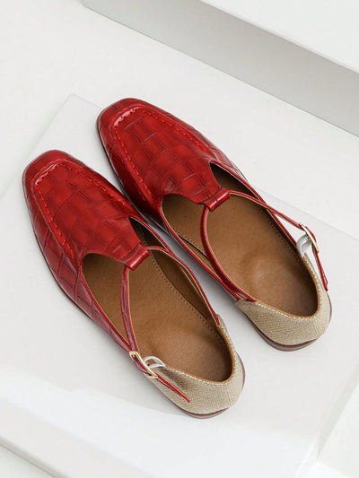 Ruby Red Square Toe Mary Jane Flats: A Trendy Twist on Timeless Style