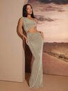 Chic Asymmetric Cut-Out Single Shoulder Maxi Dress