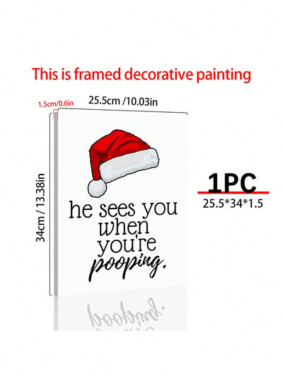 Festive Christmas Bathroom Decoration - Funny Canvas Print for Wall