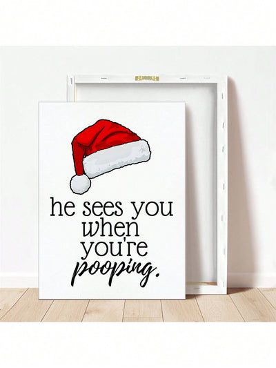 Festive Christmas Bathroom Decoration - Funny Canvas Print for Wall