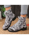 Cozy and Stylish: Navy Blue Chunky Ankle Boots for Outdoor Casual Wear