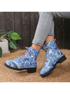 Cozy and Stylish: Navy Blue Chunky Ankle Boots for Outdoor Casual Wear