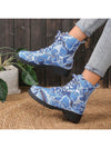 Cozy and Stylish: Navy Blue Chunky Ankle Boots for Outdoor Casual Wear