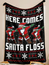 Cozy Up with the Cartoon Santa Claus Double Exposure Flannel Blanket