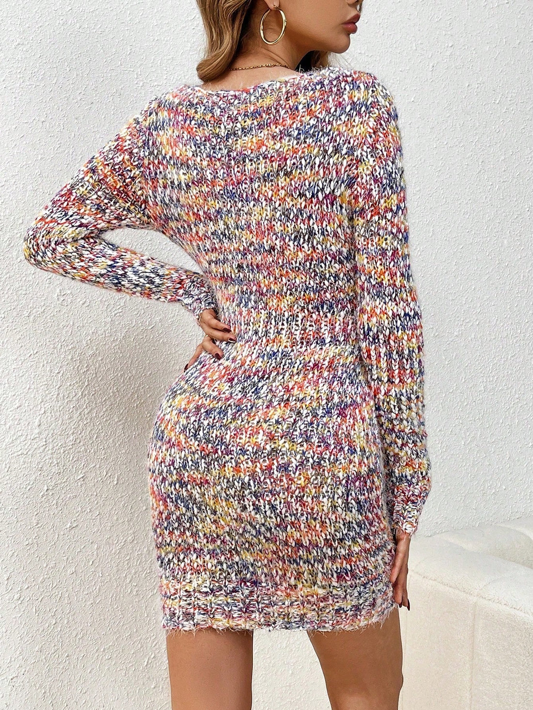 Update your fall wardrobe with the Chic Autumn Bliss Fitted Sweater Dress. Made from high-quality materials, this dress offers effortless style and comfort. With a fitted design, it flatters your figure while keeping you warm during the cool autumn months. Elevate your look with this must-have seasonal piece.