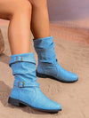 Vintage Buckle Embellished Mid-Calf Boots: Fall/Winter Fashion Must-Have for Women