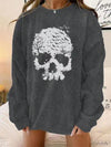 Chic & Edgy Casual Skull Print Pullover Sweatshirt