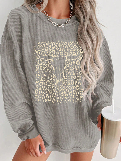 Chic & Edgy Casual Skull Print Pullover Sweatshirt