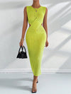 Women's Solid Color Cutout Waist Criss-Cross Knit Dress: A Spring and Autumn Must-Have