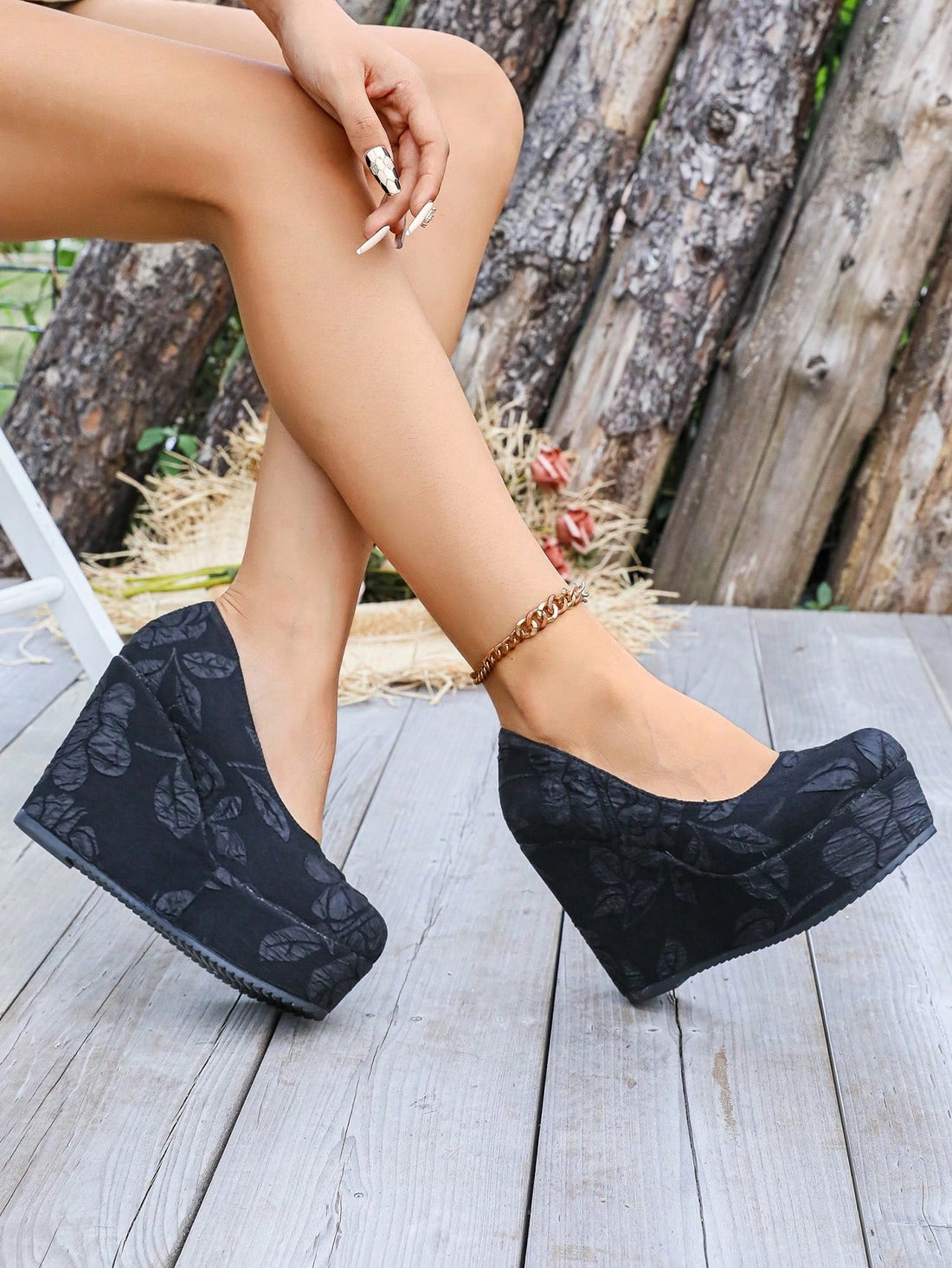 These elegant embroidered platform wedge sandals offer comfort and charm for bridesmaids. With a stylish design and comfortable fit, these sandals will add a touch of sophistication to any wedding ensemble. Perfect for all-day wear, they are sure to be a hit with your bridal party. Plus, they feature a supportive wedge heel for added comfort.