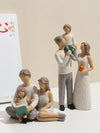 Charming Small Family Resin Statue - Perfect Decorative Accent for Home and Desk