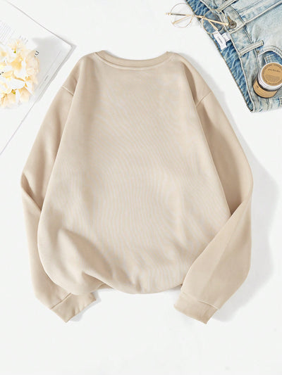 Casual Chic: Women's Letter Printed Crew Neck Sweatshirt