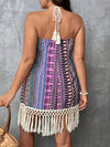 Chic Plus Size Halter Tie-Up Tassel Dress for Effortless Summer Style